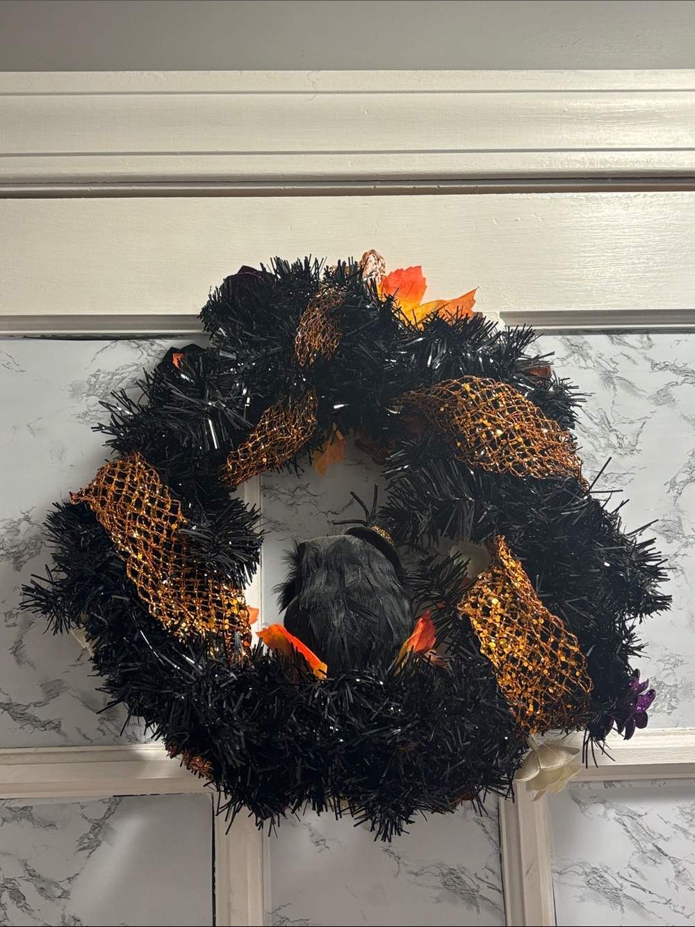 Custom By MeHalloween Wreath Orange Wrap Owl TwoPumpkins SixSpiders AutumnLeaves - Picture 2 of 15